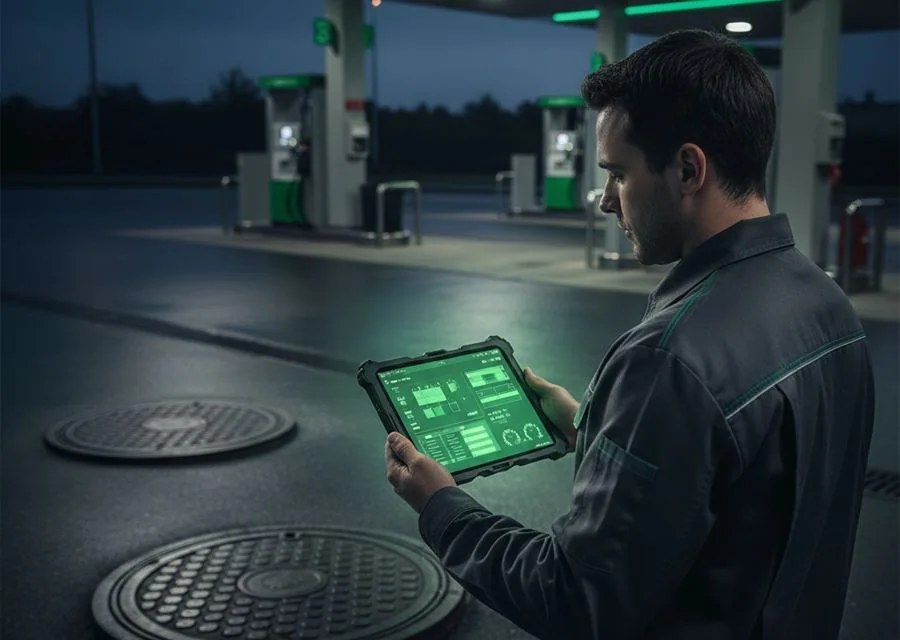 Persona revisando en una tablet lo que la IA dejó precargado